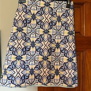 Talbots Blue and Yellow Patterned Skirt